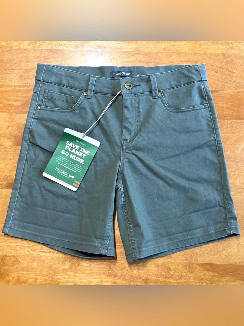 Toad&Co Womens Size 6 Sequoia 5” Shorts Beetle Vintage Wash Green Organic Cotton